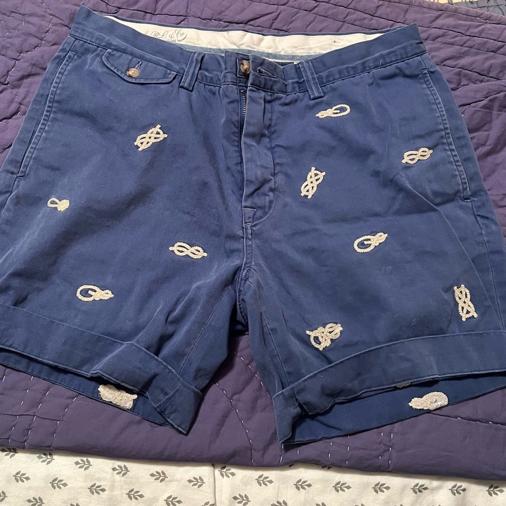 Bedford Chinos Tying Knots Blue Shorts - Large